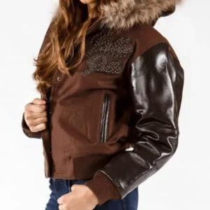 Pelle Pelle Brown Fur Hooded Wool Jacket view 2