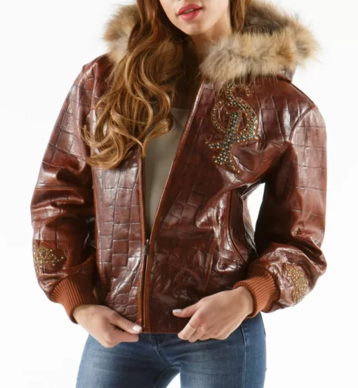 Pelle Pelle Brown Royal Fur Hooded Jacket view 2