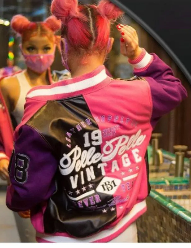 Pelle Pelle Black and Pink Leather Jacket | Wool Jacket view 2