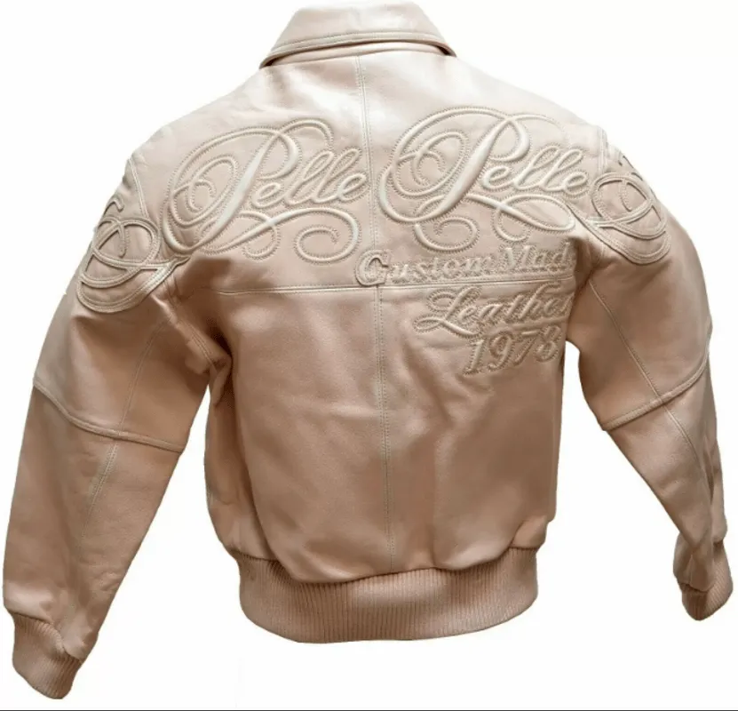 Pelle Pelle Embroidered Light Pink Leather Jacket