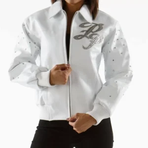Excellent Pelle Pelle Encrusted White Studded Leather Jacket view 2