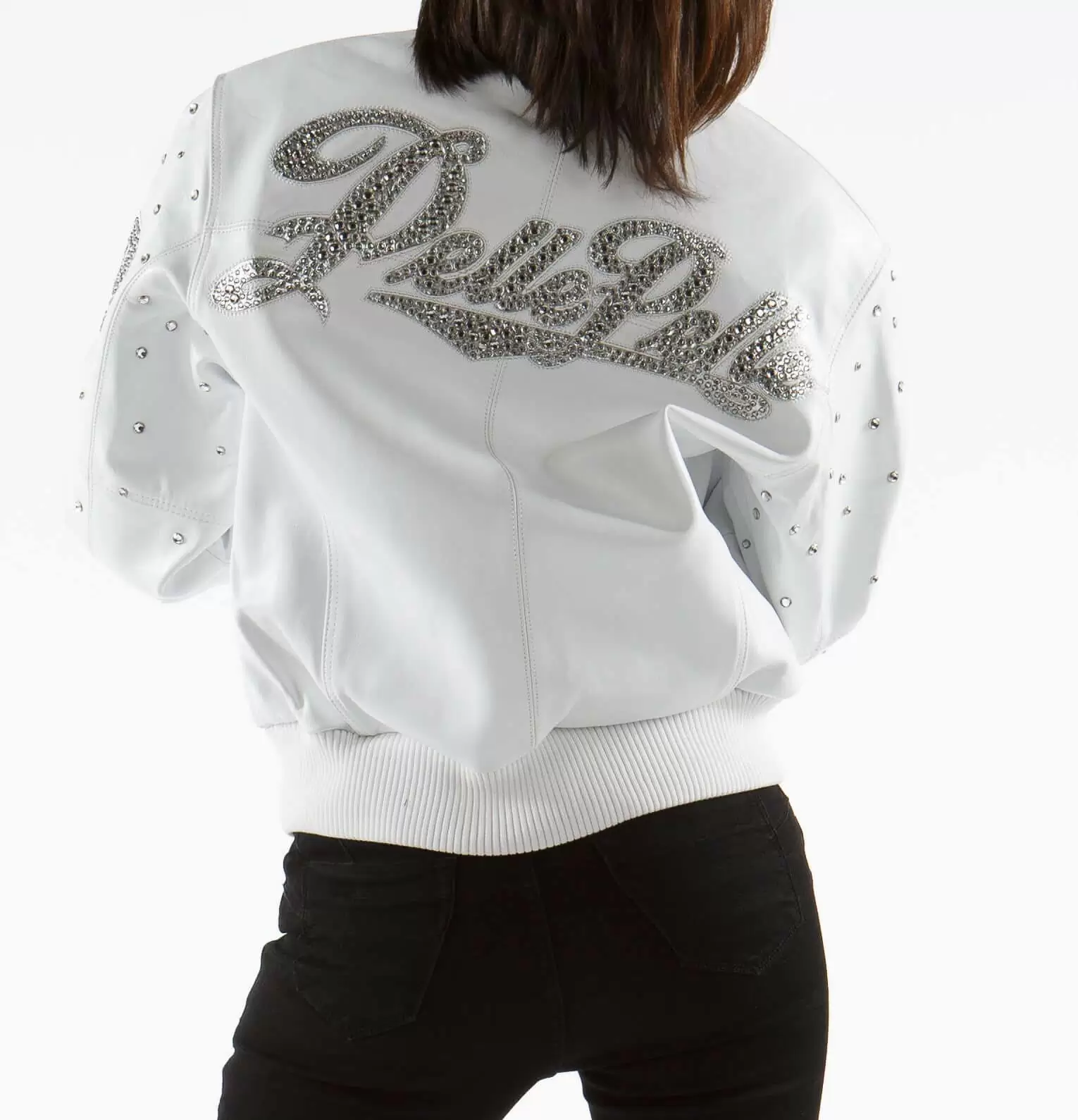 Excellent Pelle Pelle Encrusted White Studded Leather Jacket