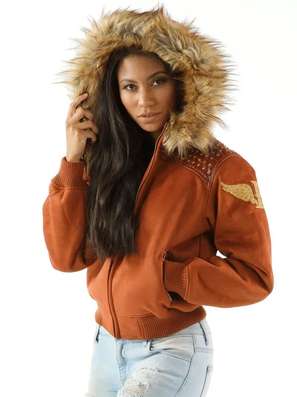 Pelle Pelle Womens Hoodie || Brown Airborne Hoodie