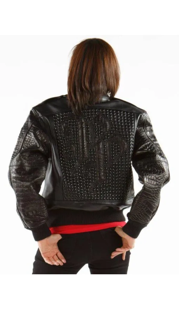Glowing Black Leather Jacket MB Bomber Pelle Pelle Store