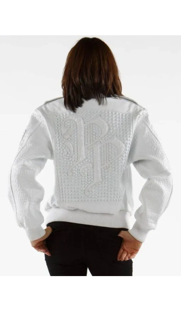 Ladies Leather White Jacket MB Bomber Pelle Pelle