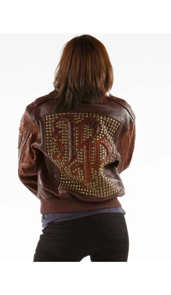 Ladies Brown Leather Jacket Mb Bomber Pelle Pelle