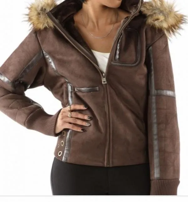 Ladies Cheerful Wing Brown Hoodie Pelle Pelle Store view 2