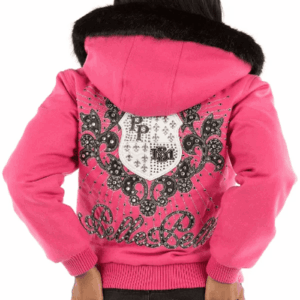 Exclusive Pelle Pelle Ladies Hooded Pink Crest Jacket view 2