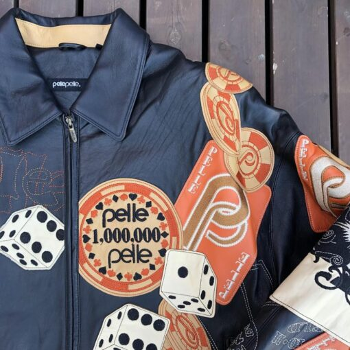 Bold Pelle Pelle Cards And Dice Black Leather Jacket view 3
