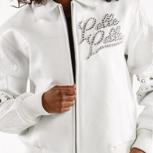 Pelle Pelle Women’s The Original White Leather Jacket | Pelle Pelle Store view 4