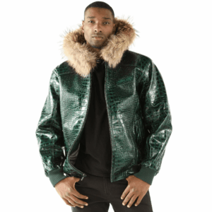 Pelle Pelle Basic Nile Green Two Tone Cayman Leather Jacket view 1