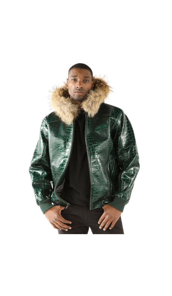Pelle Pelle Basic Nile Green Two Tone Cayman Leather Jacket