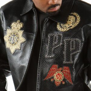 Decorated Black Pelle Pelle Python Jacket view 3