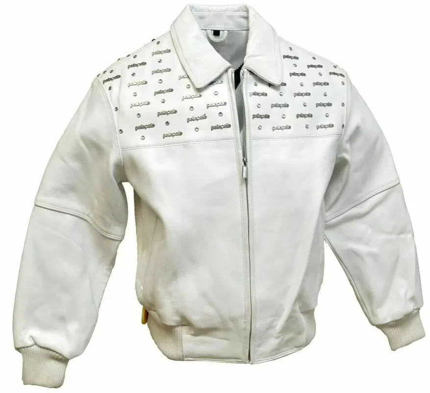 Pelle Pelle White Emblem Leather Jacket | Pelle Pelle Store
