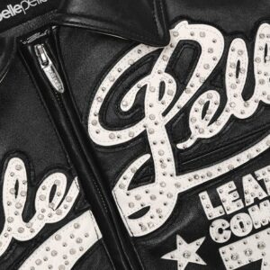 Pelle Pelle Encrusted Varsity Plush Black | Pelle Pelle Store view 3
