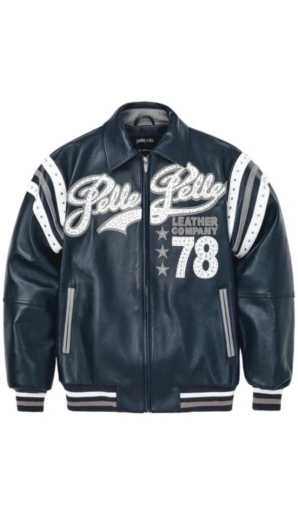 Pelle Pelle Encrusted Varsity Plush Navy | Pelle Pelle Store
