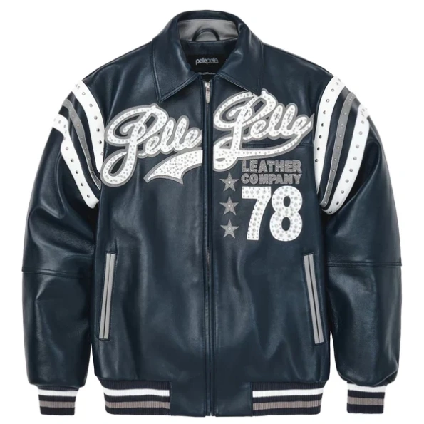 pelle-pelle-encrusted-varsity-plush,pelle-pelle-navy-leather-jacket,pelle-pelle-jacket,pelle-pelle-store,pelle-pelle-leather-jacket,navy-leather-jackets,varsity-jacket,pelle-pelle-plush