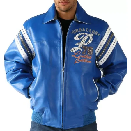 pelle pelle blue soda club studded jacket,pelle pelle store,pelle pelle leather jacket,blue leather jackets