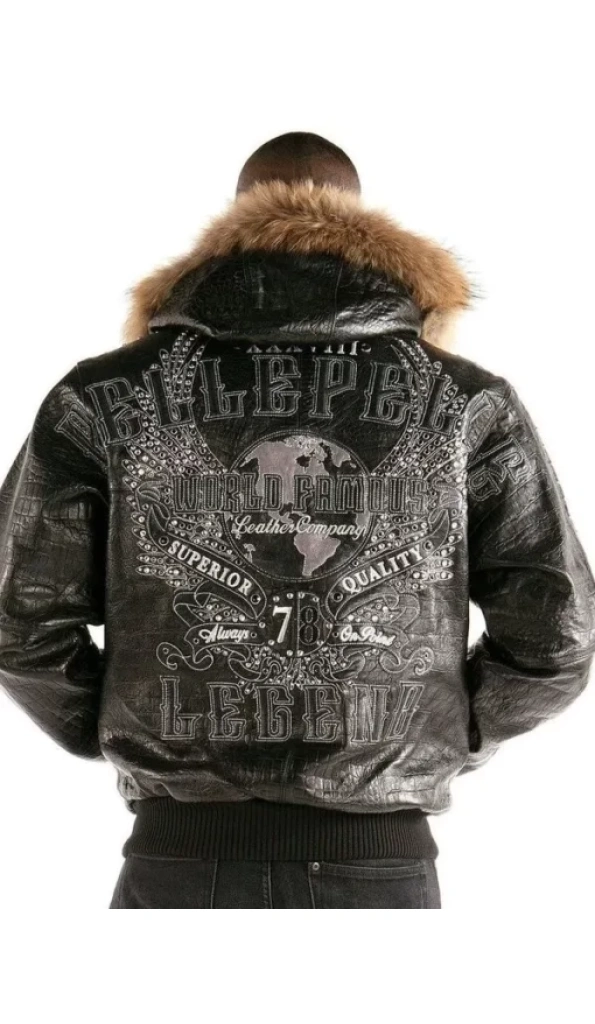 Pelle Pelle Crocodile Black Leather Jacket