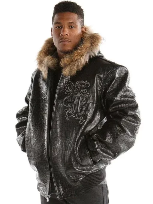 Pelle Pelle Crocodile Black Leather Jacket view 2