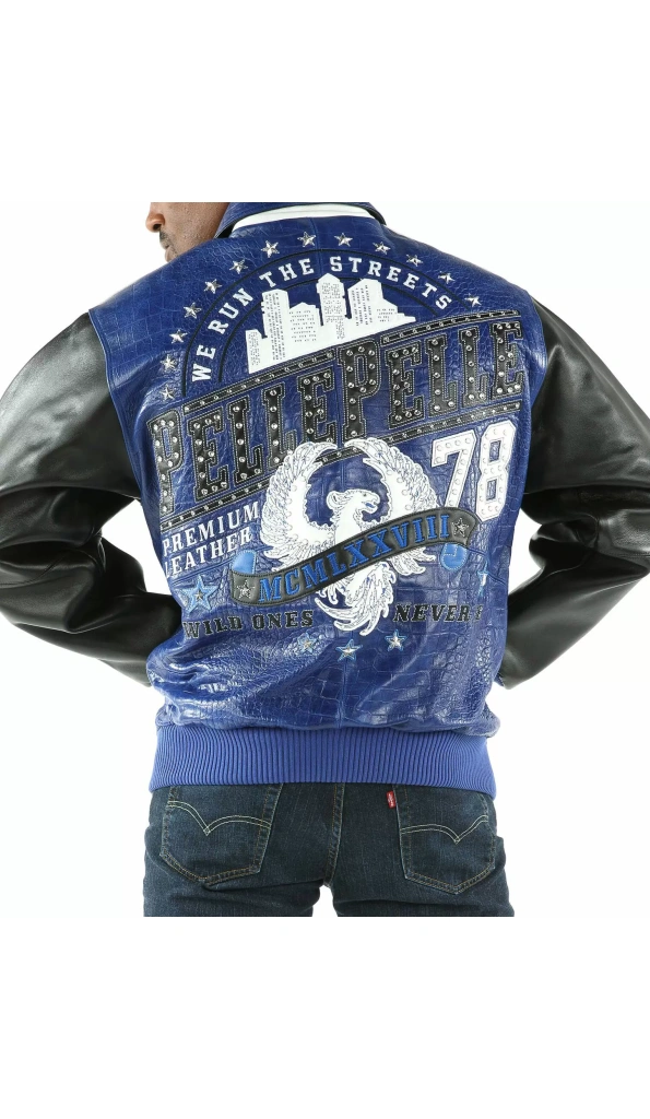 Pelle Pelle Leather Studded Blue Jacket
