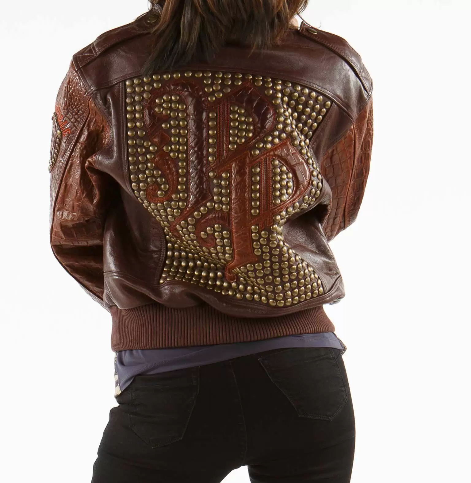 Pelle Pelle Bomber Fur Studded Jacket