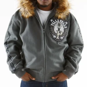 Pelle Pelle Gray Hooded Jacket | Pelle Pelle Store view 2