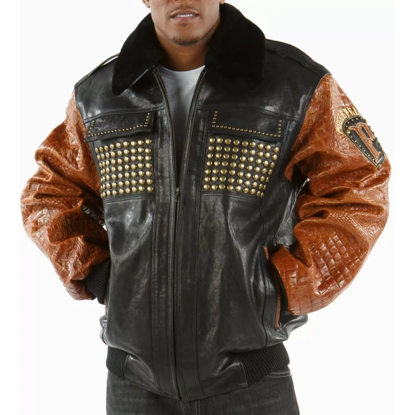 pelle pelle,pelle pelle black brown studded jacket ,pelle pelle store,pelle pelle leather jacket,black leather jackets,leather jacket,pelle pelle