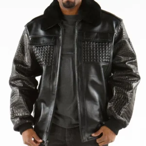 Pelle Pelle Black Studded Jacket| Pelle Pelle Store view 2