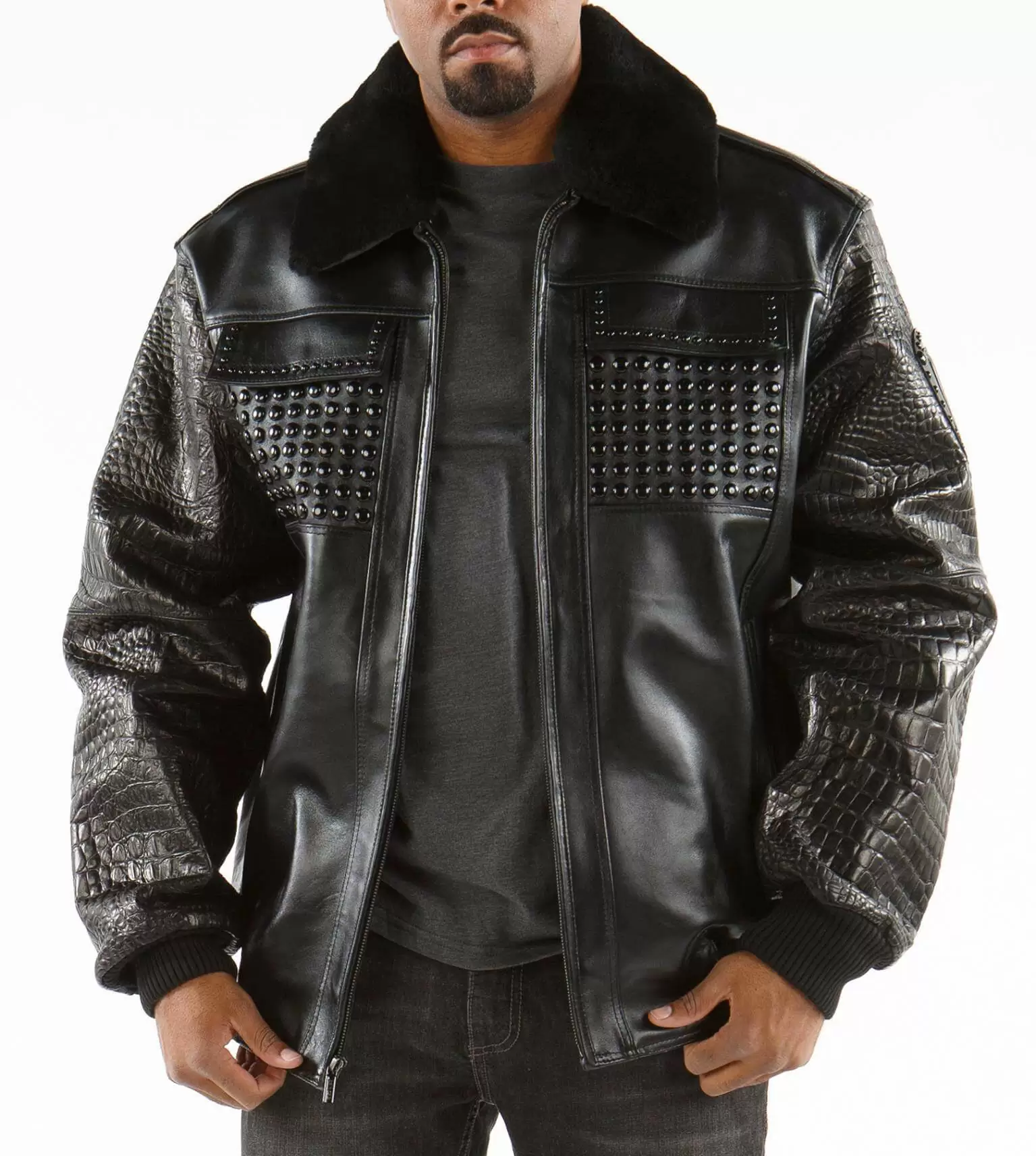 Pelle Pelle Black Studded Jacket| Pelle Pelle Store view 2