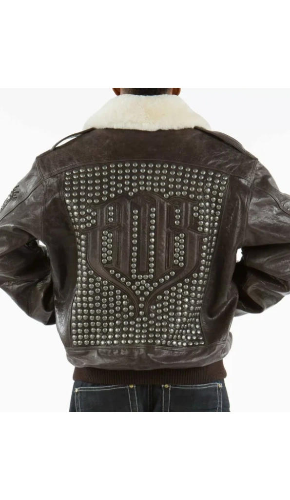 Pelle Pelle Dark Brown Studded Jacket | Pelle Pelle Store