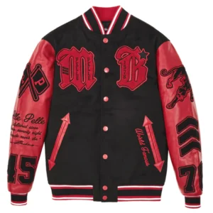 Pelle Pelle Red And Black Varsity Jacket | pelle Pelle Store view 1