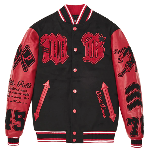 Pelle Pelle Red And Black Varsity Jacket | pelle Pelle Store