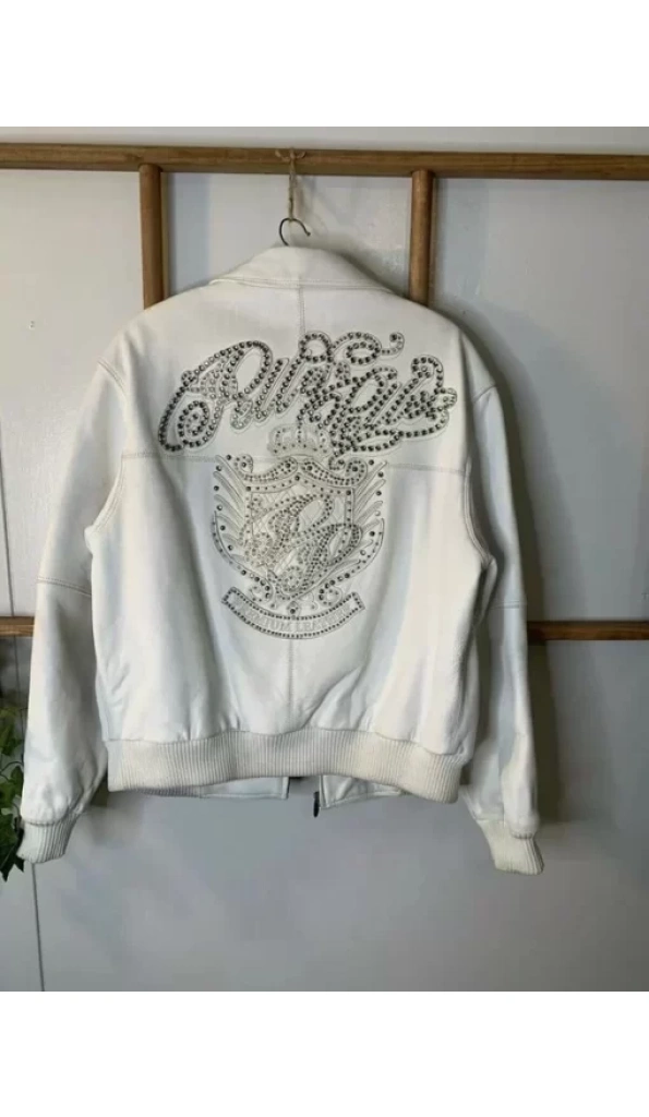 Pelle Pelle White Stud Marc Buchanan Leather Jacket