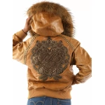 pelle pelle ornate heart leather jacket, pelle pelle store, pelle pelle jacket, brown leather jacket