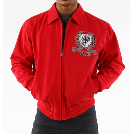 pelle pelle red studded wool jacket, pelle pelle store, pelle pelle jacket, red wool jacket