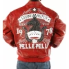 pelle pelle red studded leather jacket, pelle pelle store, pelle pelle jacket, red leather jacket