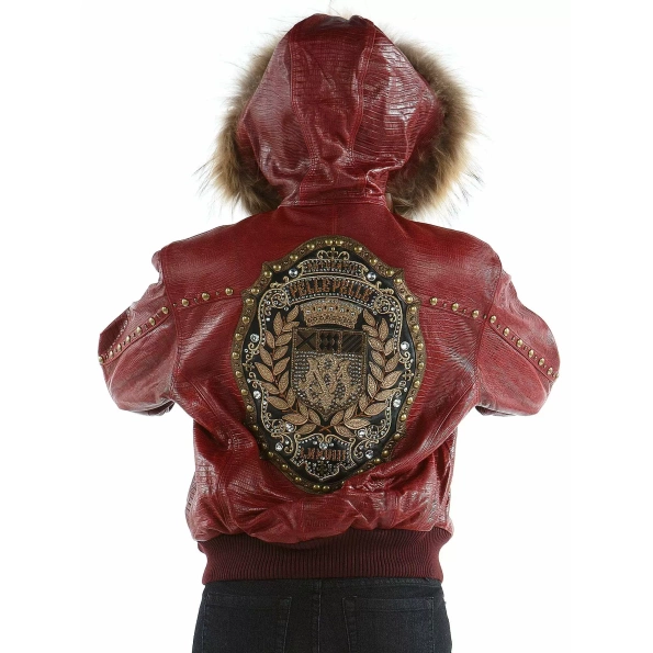 pelle pelle red hooded studded jacket, pelle pelle store, pelle pelle jacket, red leather jacket