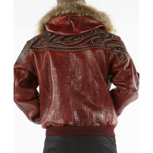 pelle pelle red leather studded jacket, pelle pelle store, pelle pelle jacket, red leather jacket