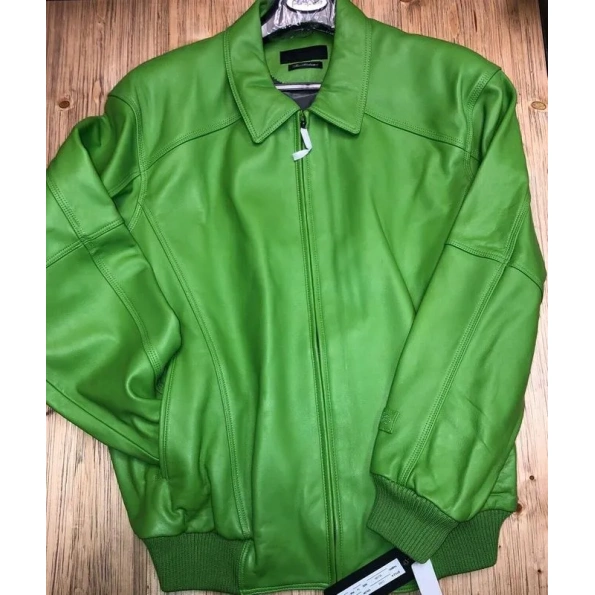 pelle pelle rare green leather jacket, pelle pelle store,green jacket