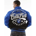 pelle pelle revolution black and blue jacket, pelle pelle store,black and blue wool jacket