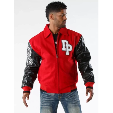 pelle pelle road rally jacket, pelle pelle store,red wool and leather jacket