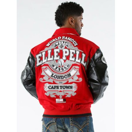 pelle pelle road rally jacket, pelle pelle store,red wool and leather jacket