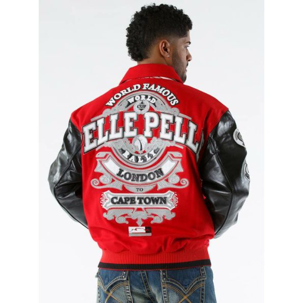 pelle pelle road rally jacket, pelle pelle store,red wool and leather jacket