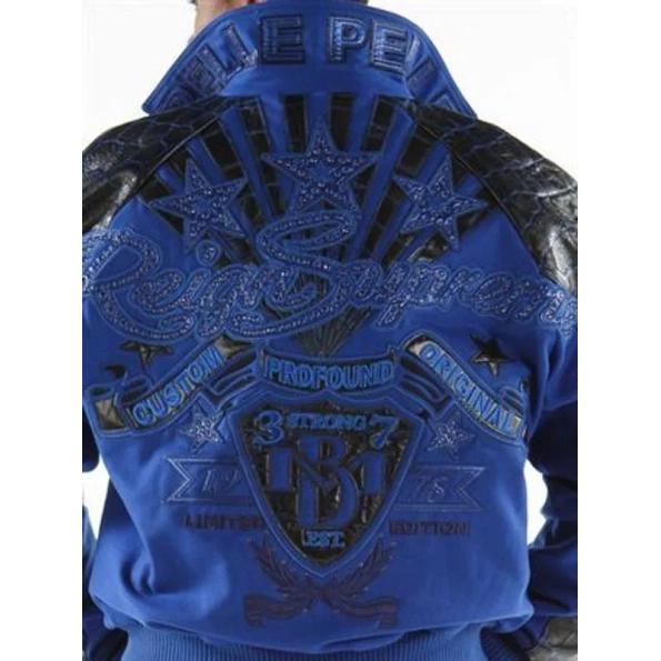 pelle pelle royal blue reign supreme jacket, pelle pelle store,royal blue wool jacket