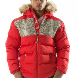 Pelle Pelle Snakeskin Bubble Red Coat