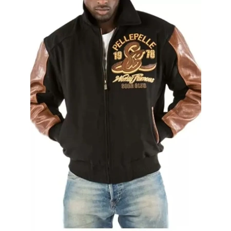 pelle pelle soda club wool blouson jacket, pelle pelle store,black and brown jacket