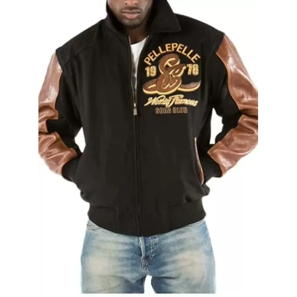 pelle pelle soda club wool blouson jacket, pelle pelle store,black and brown jacket