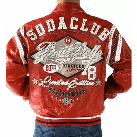 pelle pelle red soda club studded jacket, pelle pelle store,red leather jacket