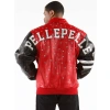 pelle pelle studded letterman red jacket, pelle pelle store,red leather jacket